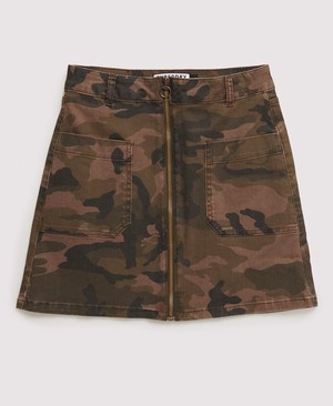 Superdry Cipzár Through Micro Mini Női Szoknyák Zöld/Camo | AOQMG8695